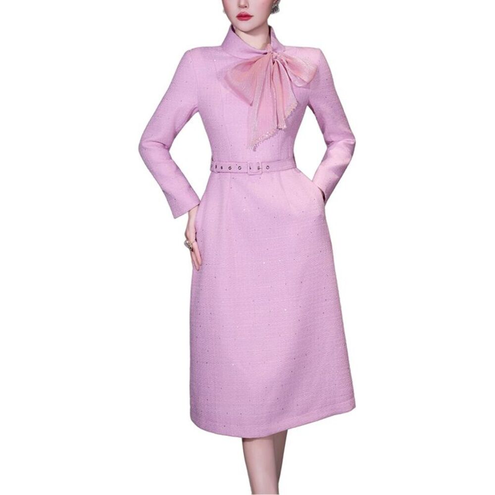 Burryco Womens Pink Solid Midi Dress, Pink